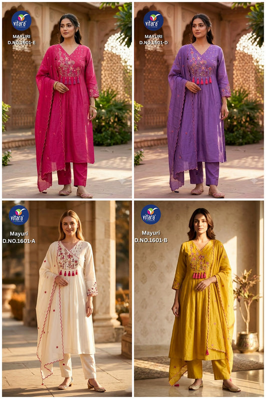 Mayuri Vitara Chanderi Readymade Anarkali Suits Wholesaler Gujarat