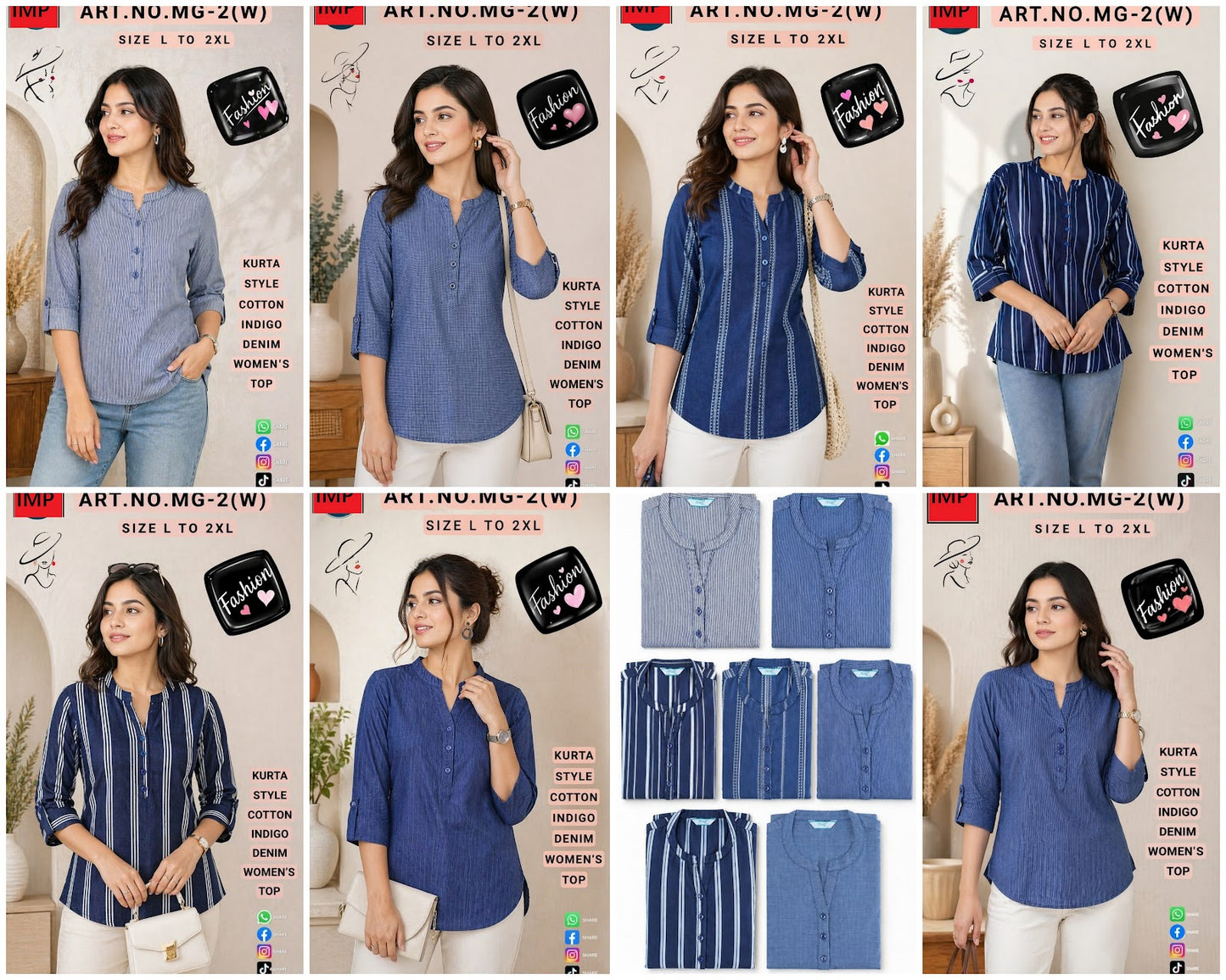 Mg 2W Kurta Style Imp Cotton Stylish Short Tops Wholesale Price