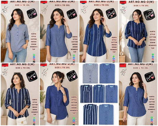 Mg 2W Kurta Style Imp Cotton Stylish Short Tops Wholesale Price