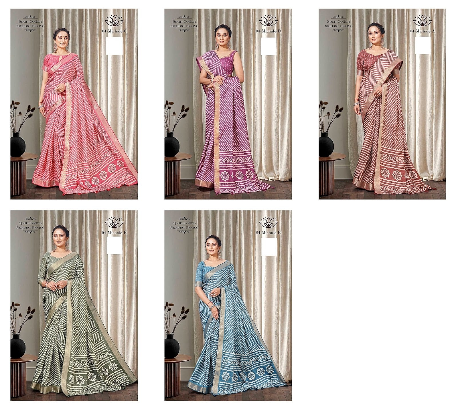 Michale 4 Kalpveli Spun Cotton Sarees Supplier India