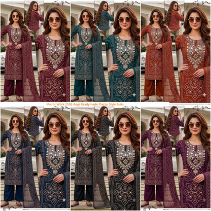 Mirror Work 2505 Aagi Dhabu Cotton Readymade Plazzo Style Suits Supplier Gujarat