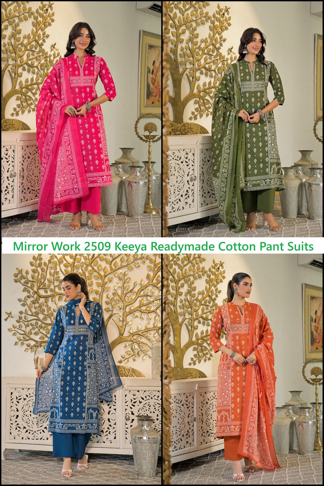 Mirror Work 2509 Keeya Readymade Cotton Pant Suits Manufacturer India