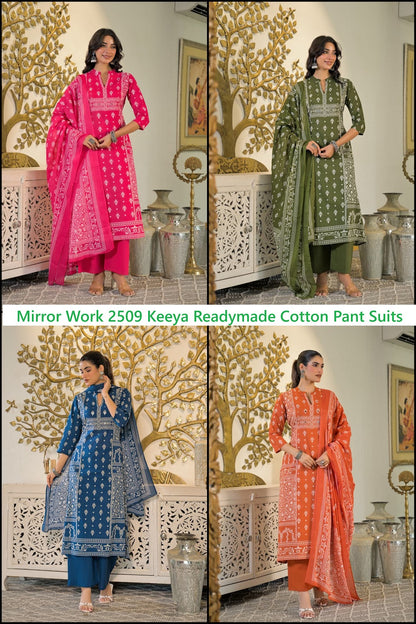 Mirror Work 2509 Keeya Readymade Cotton Pant Suits Manufacturer India