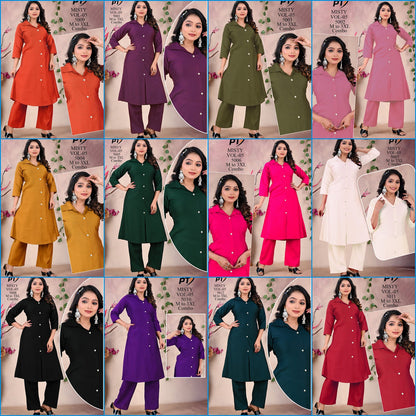 Misty Vol 5 Pt Vertican Kurti Pant Set Exporter Ahmedabad