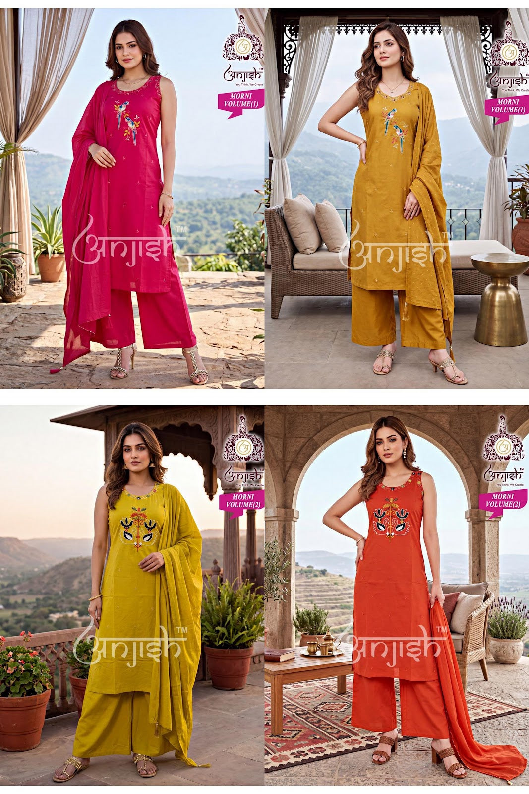 Morni Anjish Dhabu Cotton Readymade Plazzo Style Suits Manufacturer India
