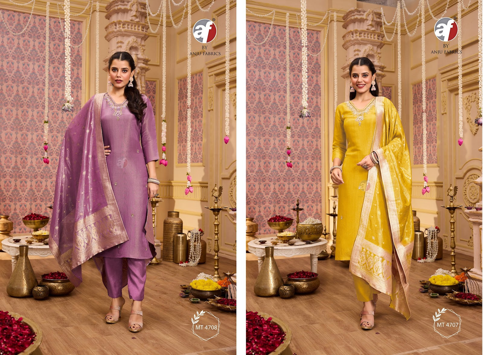 Mt 4707-08 Af Simmer Tissue Readymade Pant Style Suits Manufacturer
