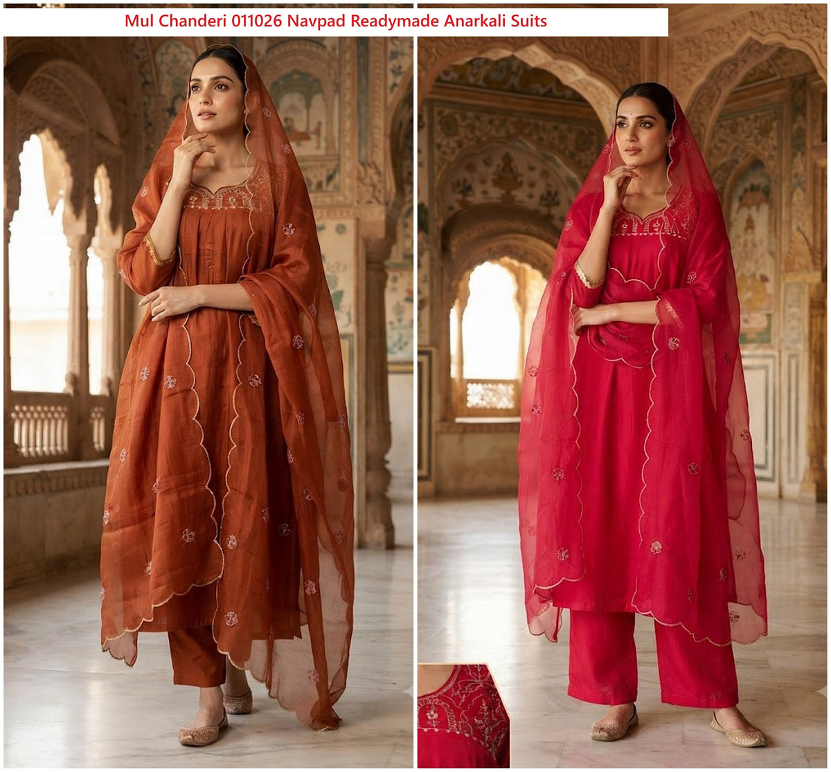 Mul Chanderi 011026 Navpad Readymade Anarkali Suits Wholesaler Gujarat