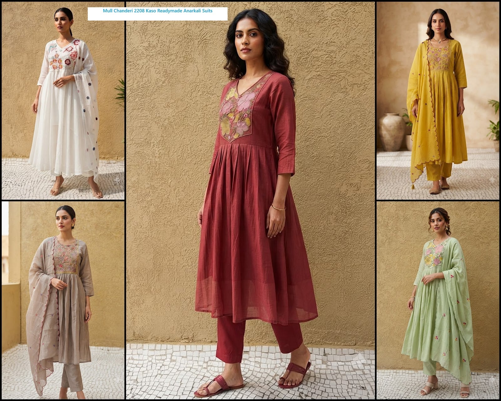 Mull Chanderi 2208 Kaso Readymade Anarkali Suits Wholesaler Ahmedabad