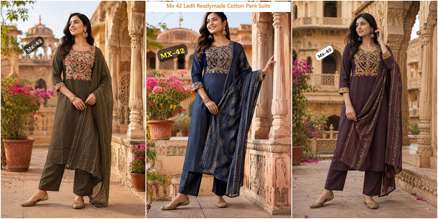 Mx 42 Ladli Dhabu Readymade Cotton Pant Suits Supplier