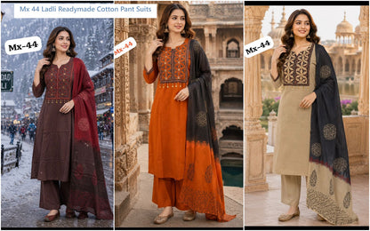 Mx 44 Ladli Dhabu Readymade Cotton Pant Suits Wholesaler Gujarat
