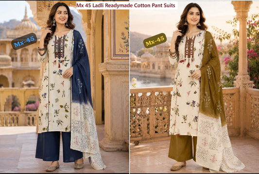 Mx 45 Ladli Dhabu Readymade Cotton Pant Suits Manufacturer Ahmedabad