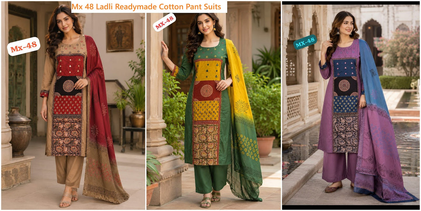 Mx 48 Ladli Dhabu Readymade Cotton Pant Suits Supplier Gujarat