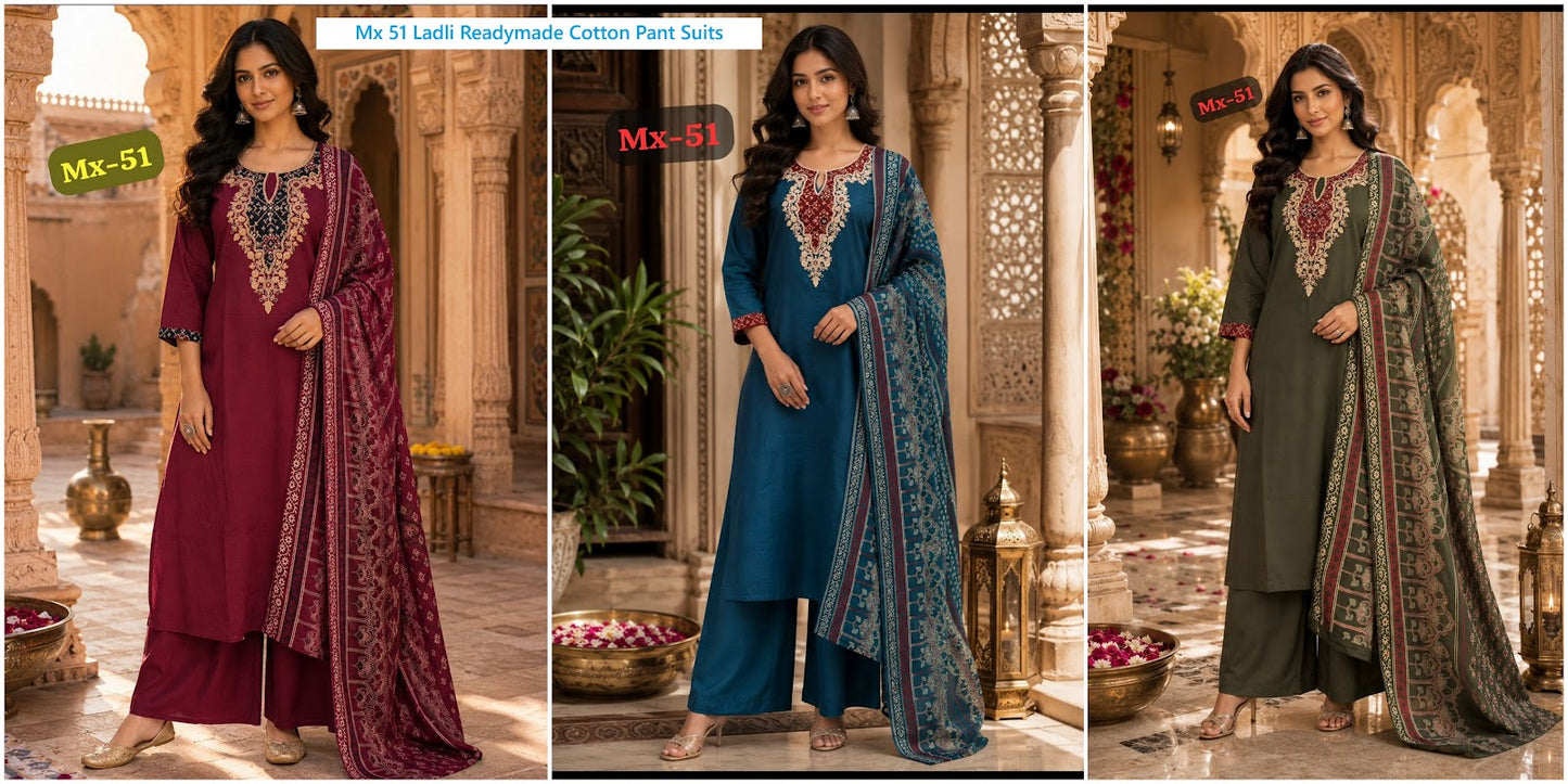 Mx 51 Ladli Dhabu Readymade Cotton Pant Suits Supplier Ahmedabad