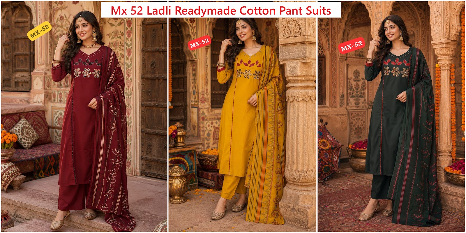 Mx 52 Ladli Dhabu Readymade Cotton Pant Suits Manufacturer Gujarat