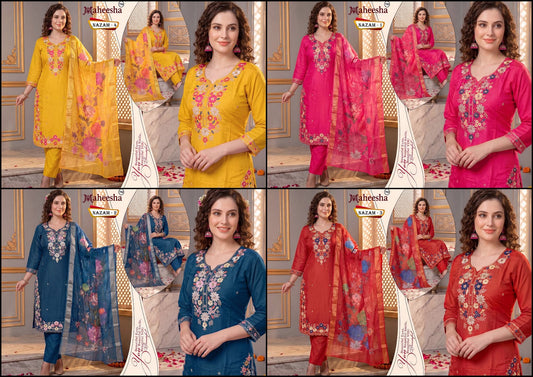 Nazam Maheesha Satin Readymade Pant Style Suits Supplier Gujarat