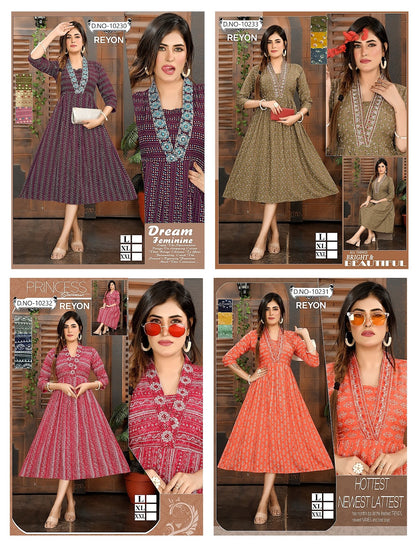 Neck Design Mmc Reyon Anarkali Kurtis Exporter Gujarat