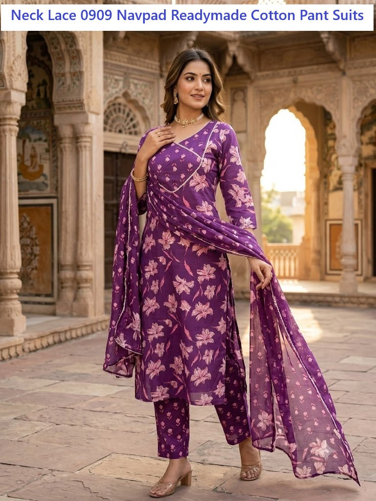 Neck Lace 0909 Navpad Readymade Cotton Pant Suits Wholesaler India