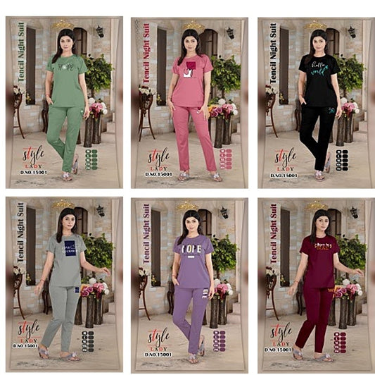 New 15001 Ladys Imported Pyjama Night Suits Wholesale Price
