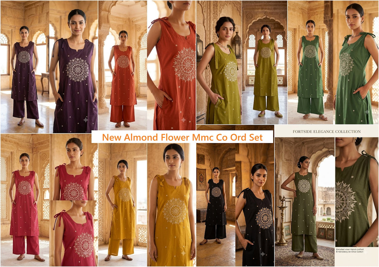New Almond Flower Mmc Dhabu Cotton Co Ord Set Wholesale Price