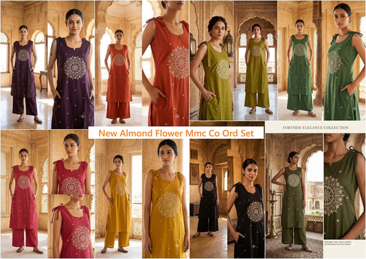 New Almond Flower Mmc Dhabu Cotton Co Ord Set Wholesale Price