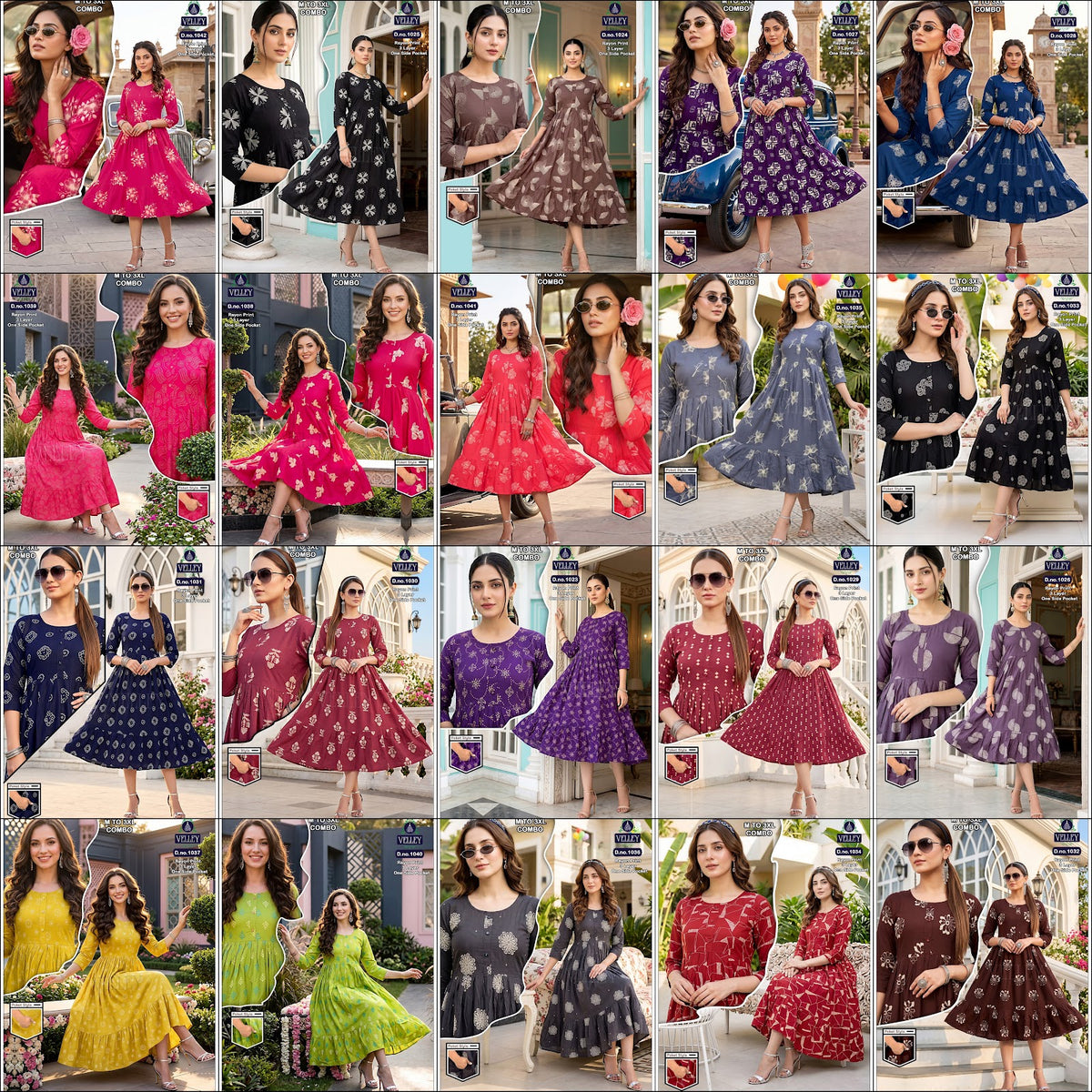 New Colors 3 Layers 2909 Velley Rayon Anarkali Kurtis Supplier