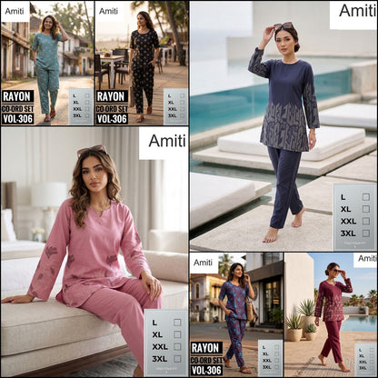 New Colors Vol 306 Amiti Rayon Co Ord Set Supplier Ahmedabad