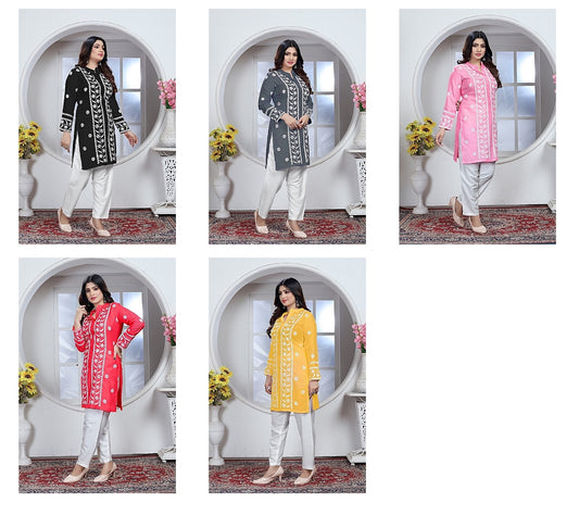 New Colours Thaniya Rasili Heavy Rayon Short Kurtis Exporter Gujarat