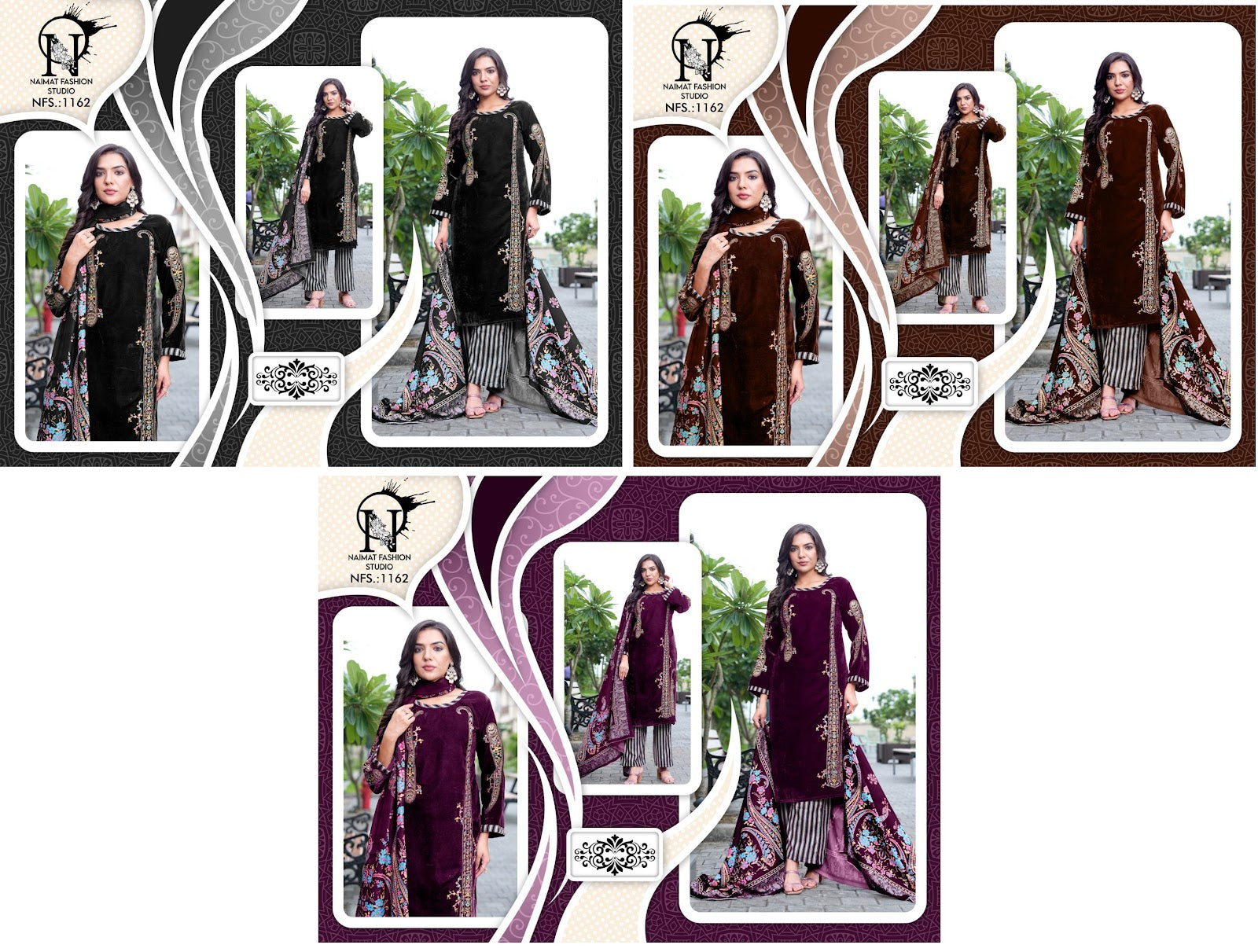 Nfs 1162 Naimat Fashion Studio Readymade Velvet Suits Manufacturer India