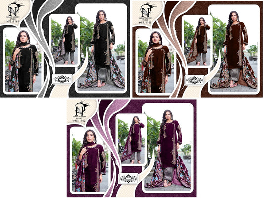 Nfs 1162 Naimat Fashion Studio Readymade Velvet Suits Manufacturer India