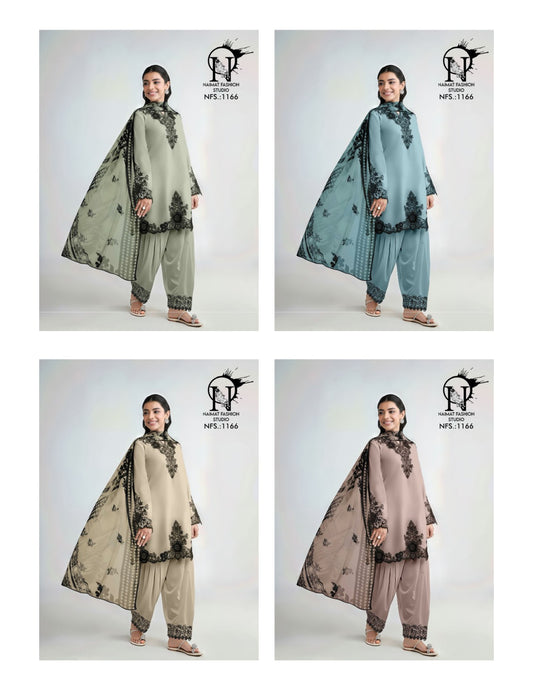 Nfs 1166 Naimat Fashion Studio Satin Pakistani Readymade Suits Exporter Gujarat