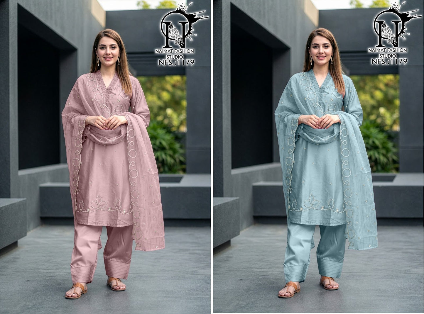 Nfs 1179 Naimat Fashion Studio Satin Pakistani Readymade Suits Supplier Ahmedabad