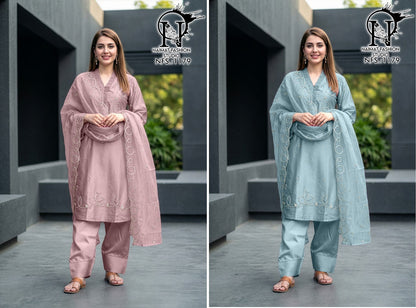 Nfs 1179 Naimat Fashion Studio Satin Pakistani Readymade Suits Supplier Ahmedabad