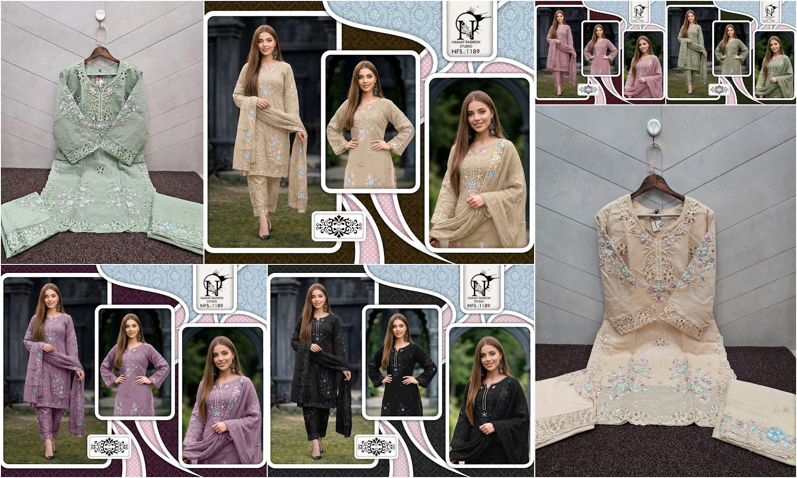 Nfs 1189 Naimat Fashion Studio Fancy Pakistani Readymade Suits Exporter