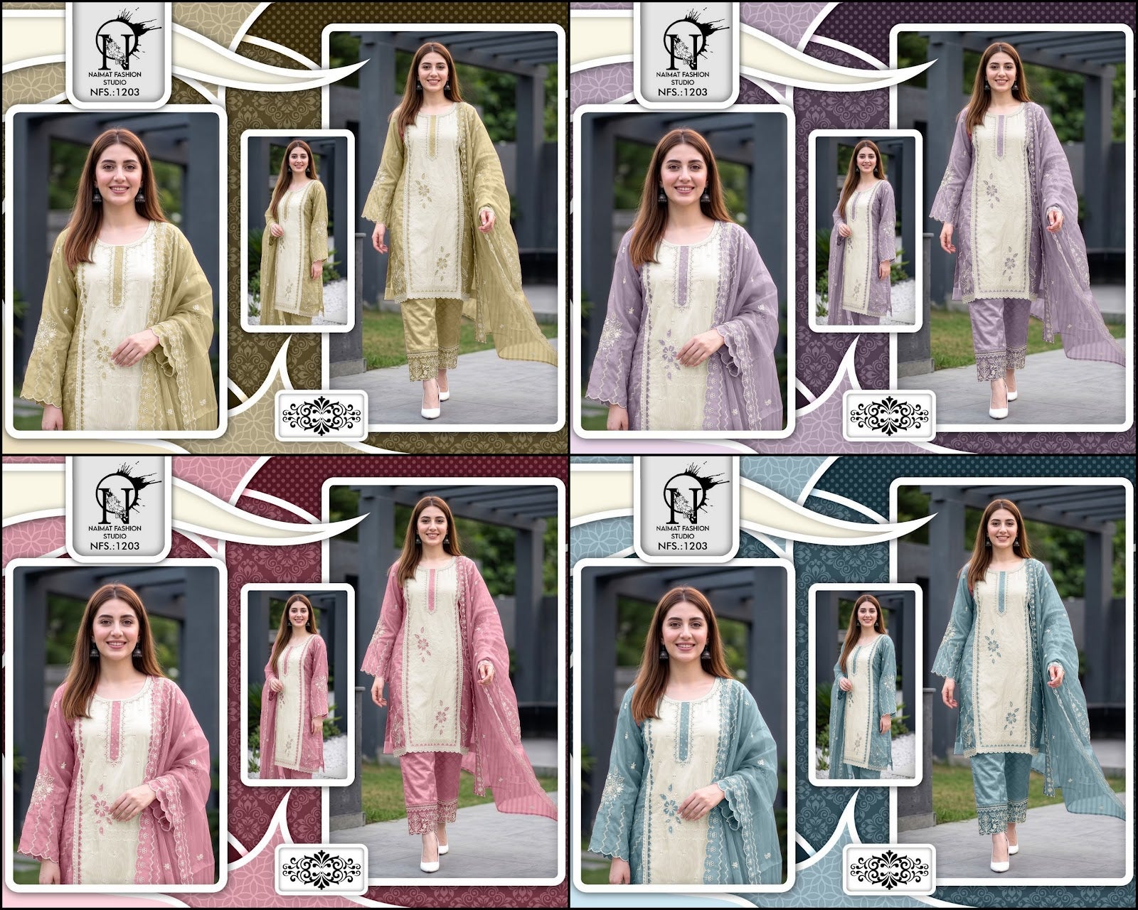 Nfs 1203 Naimat Fashion Studio Pakistani Readymade Suits Supplier
