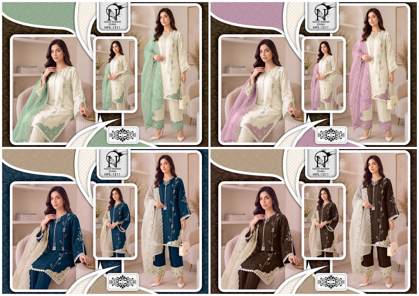 Nfs 1211 Naimat Fashion Studio Roman Pakistani Readymade Suits Wholesale Price