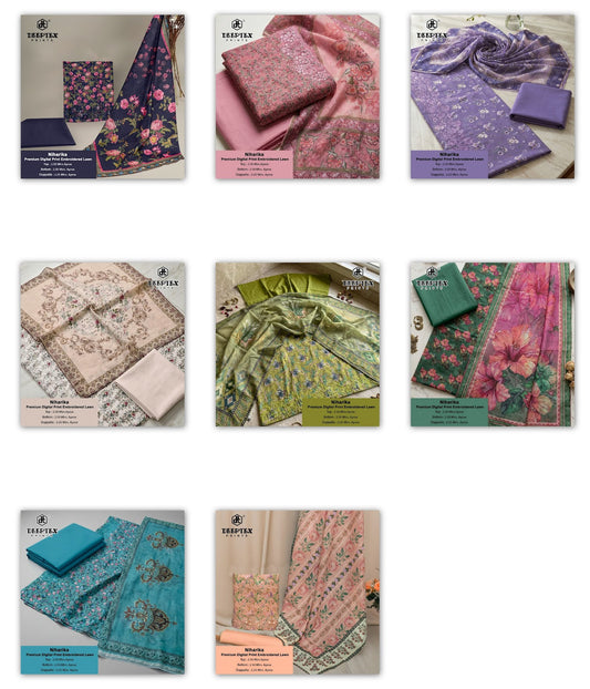 Niharika Deeptex Prints Lawn Karachi Salwar Suits Wholesaler Ahmedabad