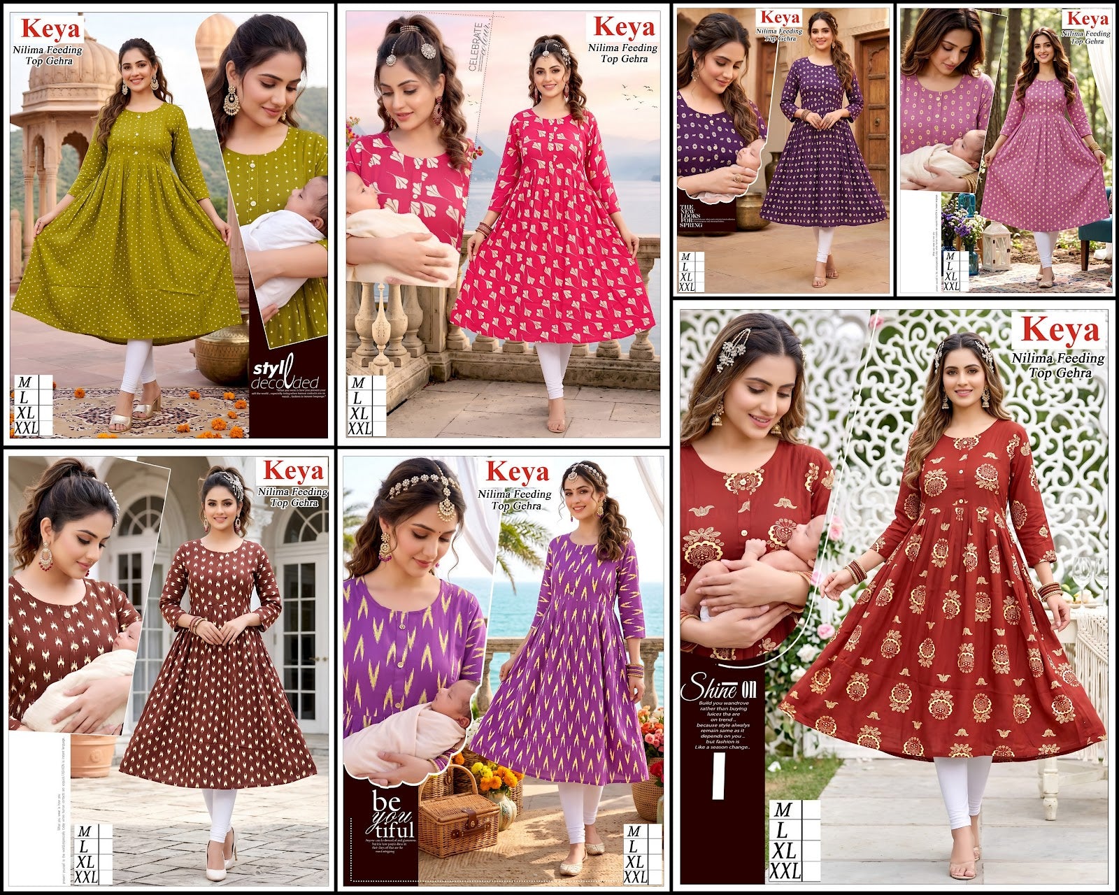 Nilima Ghera Keya Rayon Feeding Kurtis Wholesaler Ahmedabad
