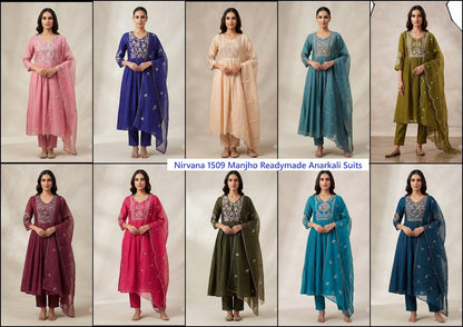 Nirvana 1509 Manjho Chanderi Readymade Anarkali Suits Wholesaler