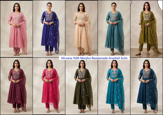 Nirvana 1509 Manjho Chanderi Readymade Anarkali Suits Wholesaler