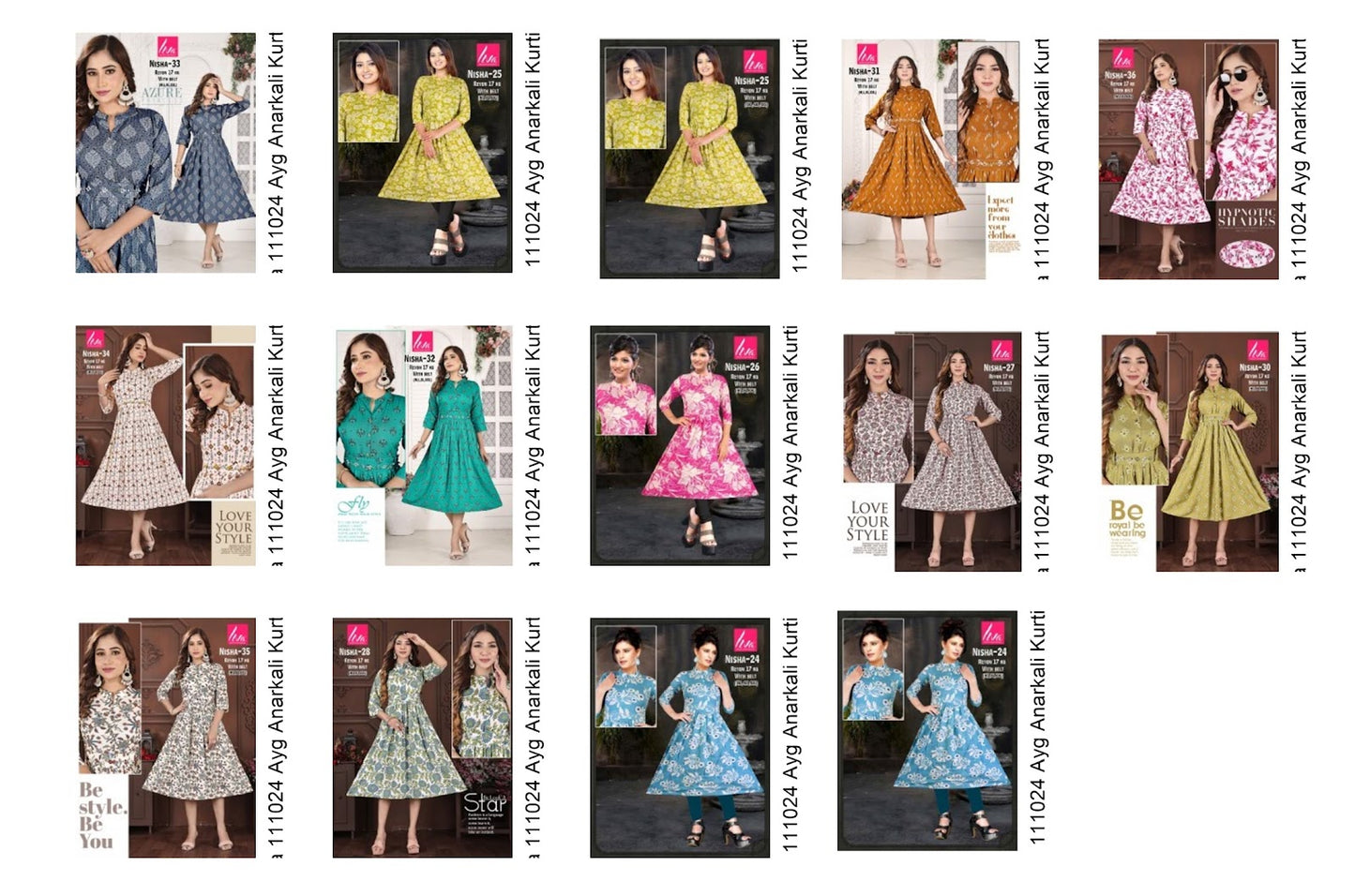 Nisha 111024 Ayg Liva Anarkali Kurtis Supplier Gujarat