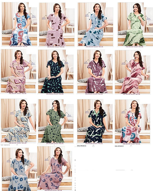 Np 2253 Mnt Rayon Night Gowns Wholesaler Ahmedabad