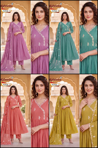 Nupur Maheesha Chiffon Readymade Anarkali Suits Manufacturer Gujarat