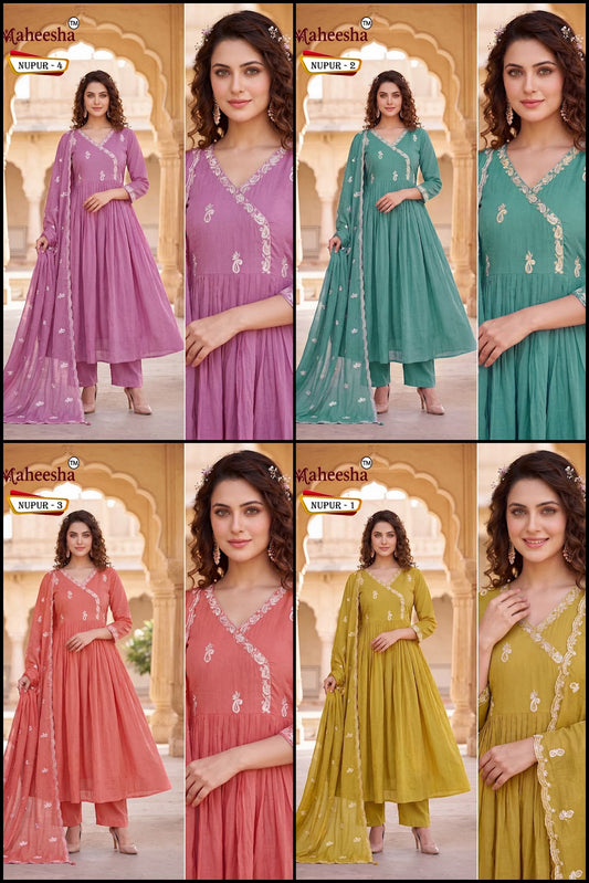 Nupur Maheesha Chiffon Readymade Anarkali Suits Manufacturer Gujarat
