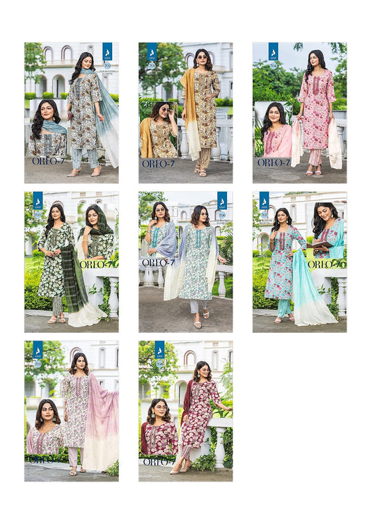 Oreo 7 Kaya Reyon Readymade Pant Style Suits Wholesaler Ahmedabad