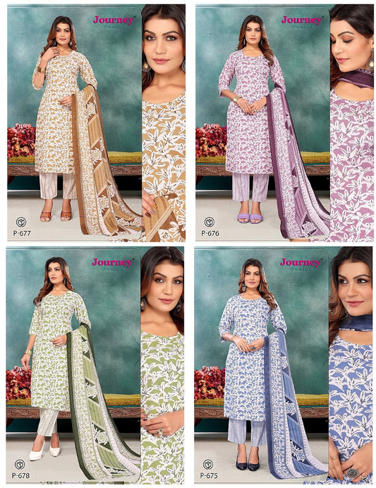 P 675-678 Journey Design Capsule Print Readymade Pant Style Suits Exporter Gujarat