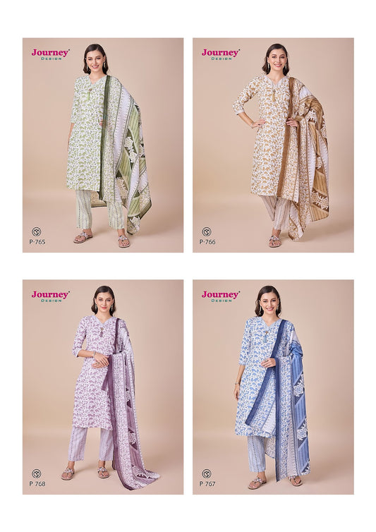 P 765-768 Journey Design Capsule Print Readymade Pant Style Suits Exporter Ahmedabad