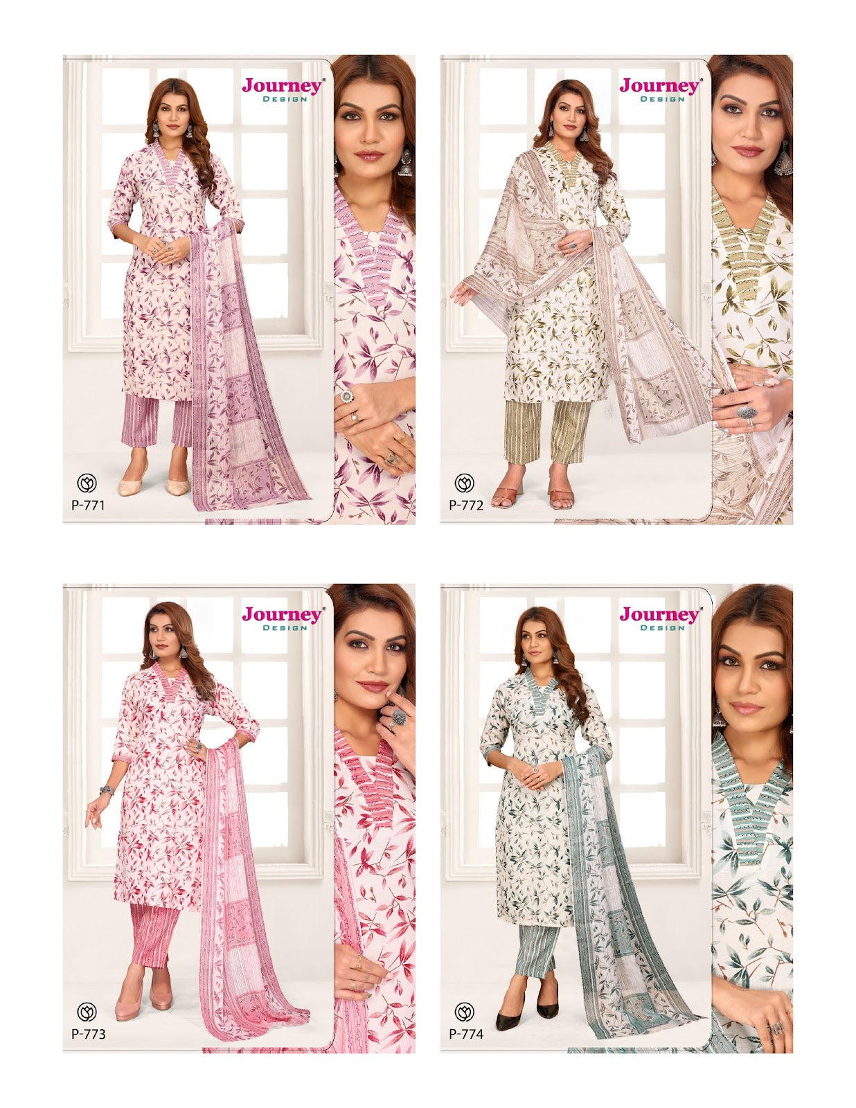 P 771-774 Journey Design Tora Readymade Pant Style Suits Wholesale Price
