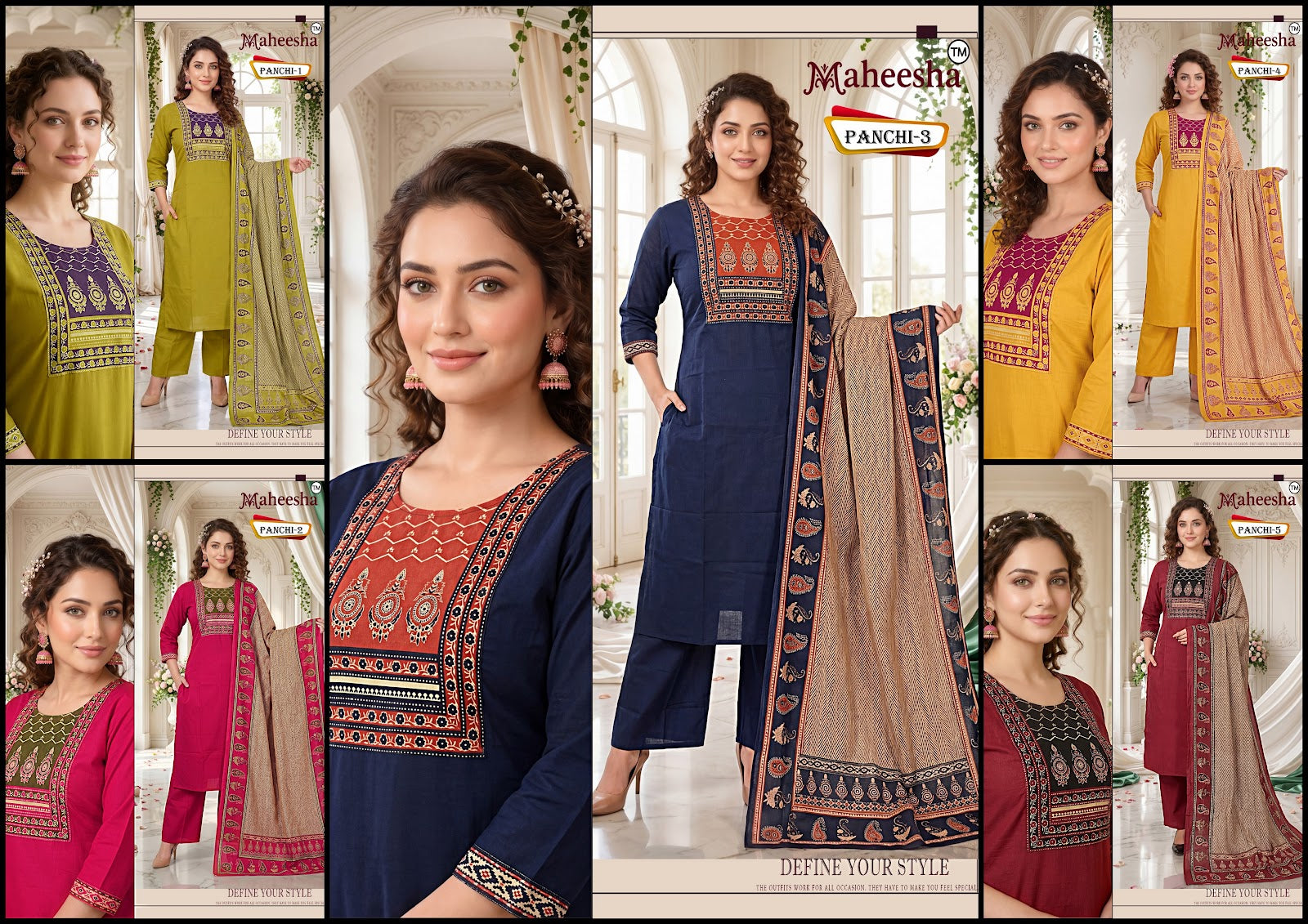 Panchi Maheesha Dhabu Cotton Readymade Plazzo Style Suits Exporter