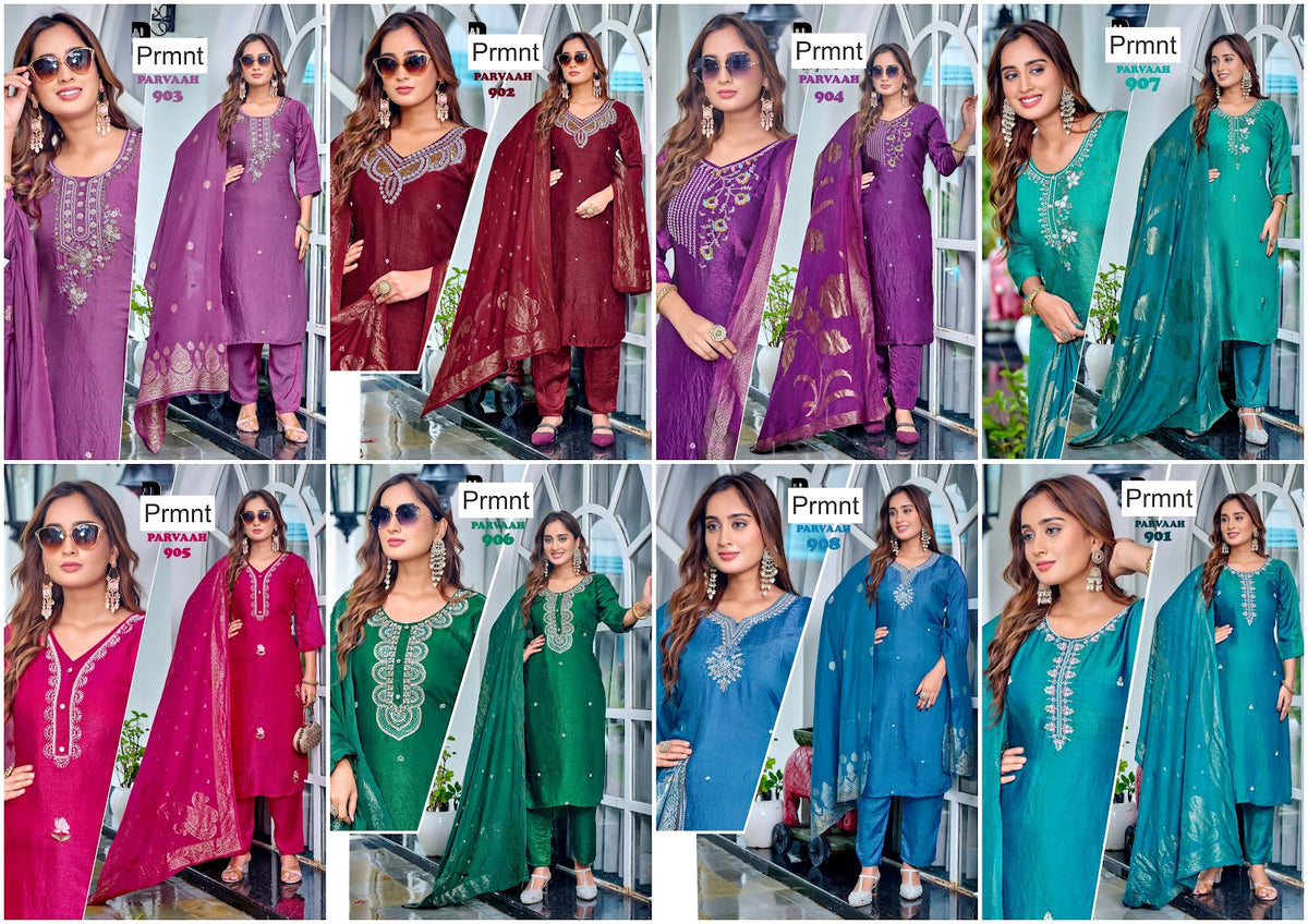 Parvaah Prmnt Roman Readymade Pant Style Suits Manufacturer Gujarat