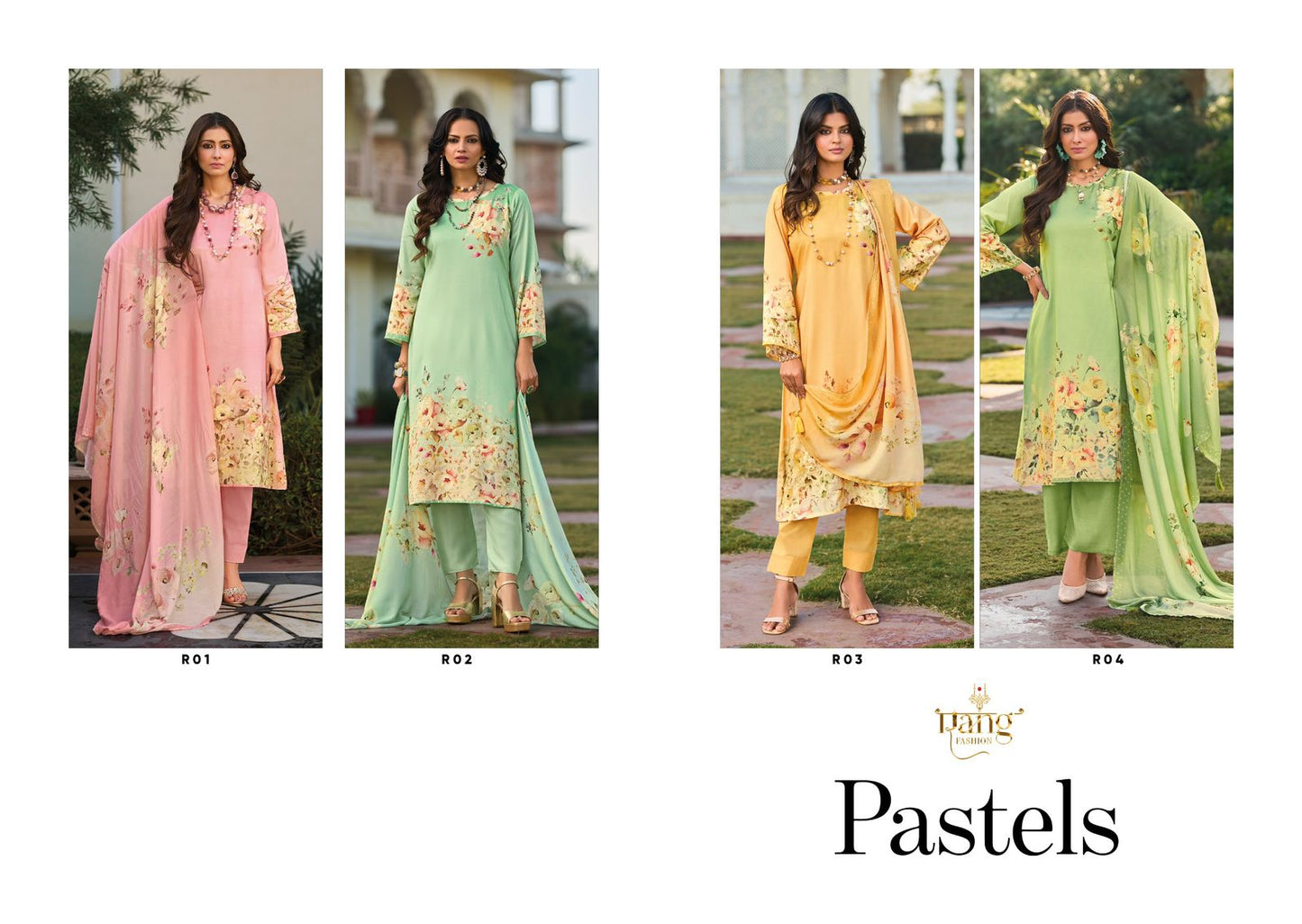 Pastels Rang Fashion Pure Viscose Muslin Pant Style Suits Manufacturer India